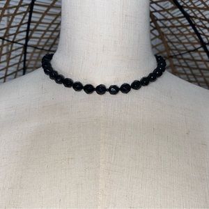 Faceted Black Bead Necklace Elegant Timeless Women's Jewelry